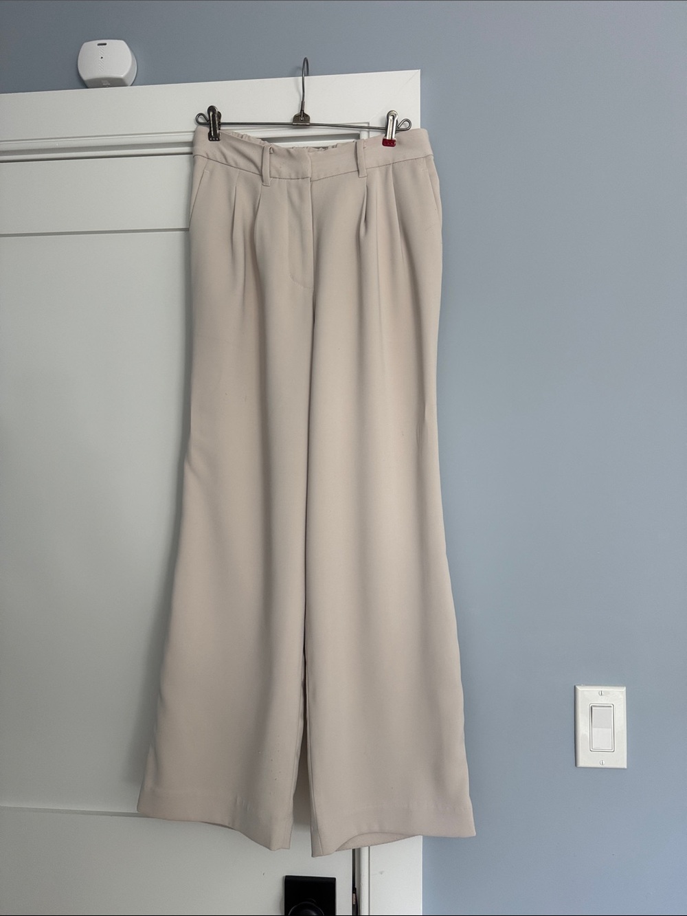 Quince Light Cream Wide-Leg Pleated Trousers